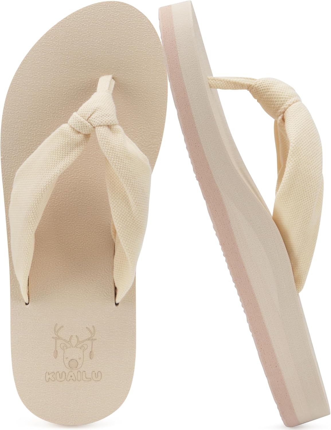 Women's Beach Thong Flip Flops - Yoga Mat Cushioned Footbed with Arch Support for Summer Walking - 7