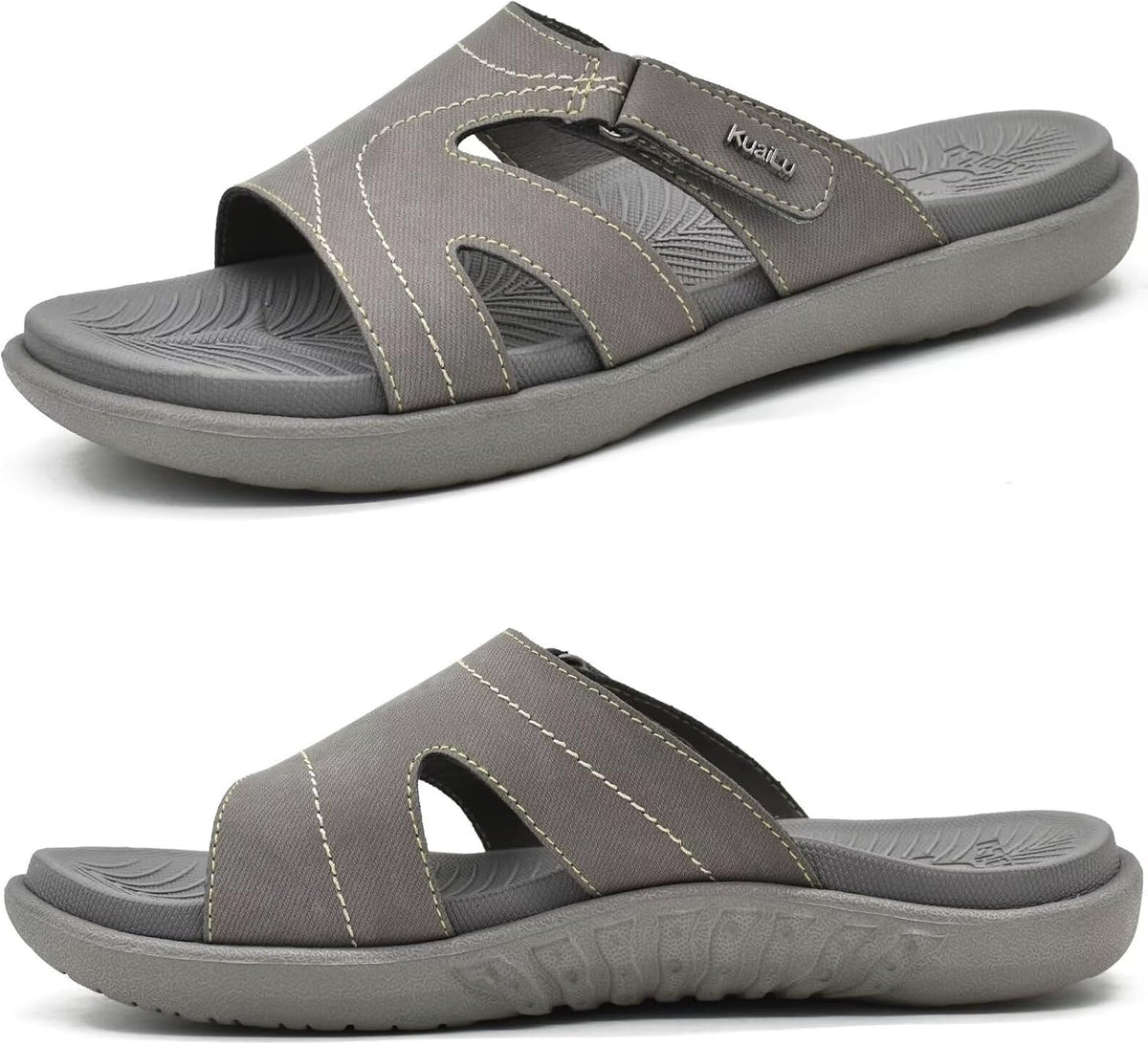 Women's Thick Cushioned Slide Sandals - Orthotic Yoga Mat Footbed with Arch Support for Walking - White