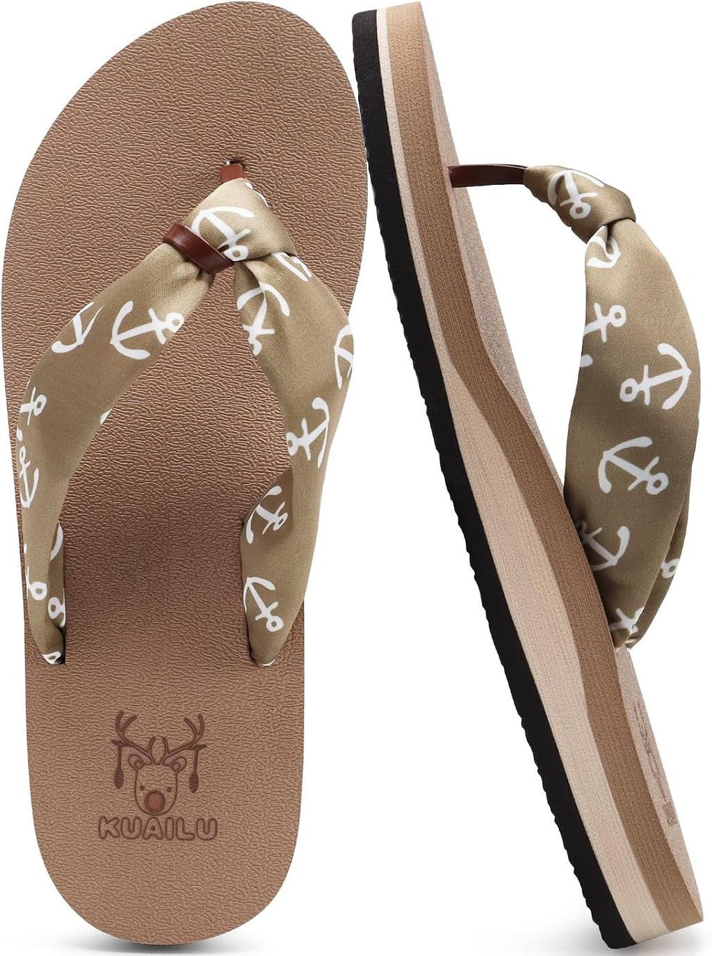 Women's Beach Thong Flip Flops - Yoga Mat Cushioned Footbed with Arch Support for Summer Walking - 8