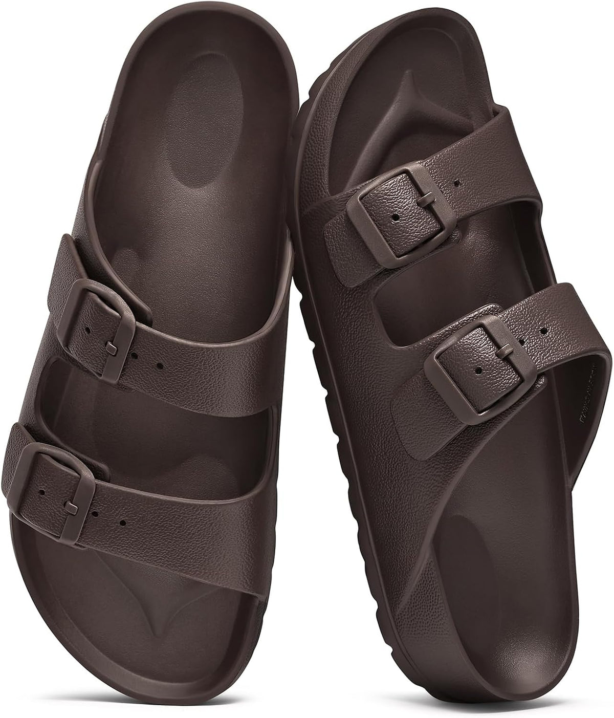 Women's EVA Beach Slide Sandals - Waterproof Double Buckle Straps with Medium Arch Support and Cushioned Sole - 7