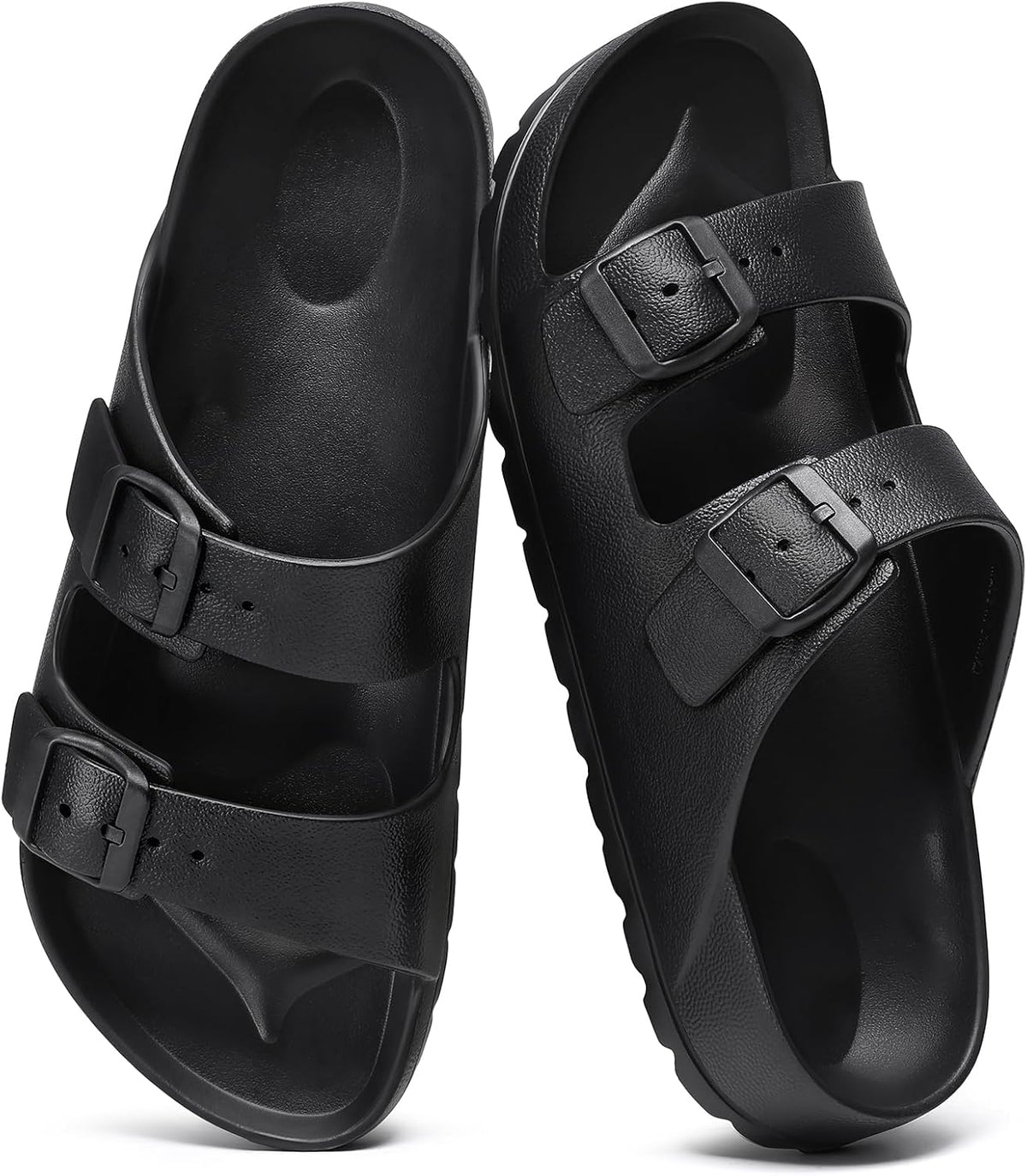 Women's EVA Beach Slide Sandals - Waterproof Double Buckle Straps with Medium Arch Support and Cushioned Sole - 7