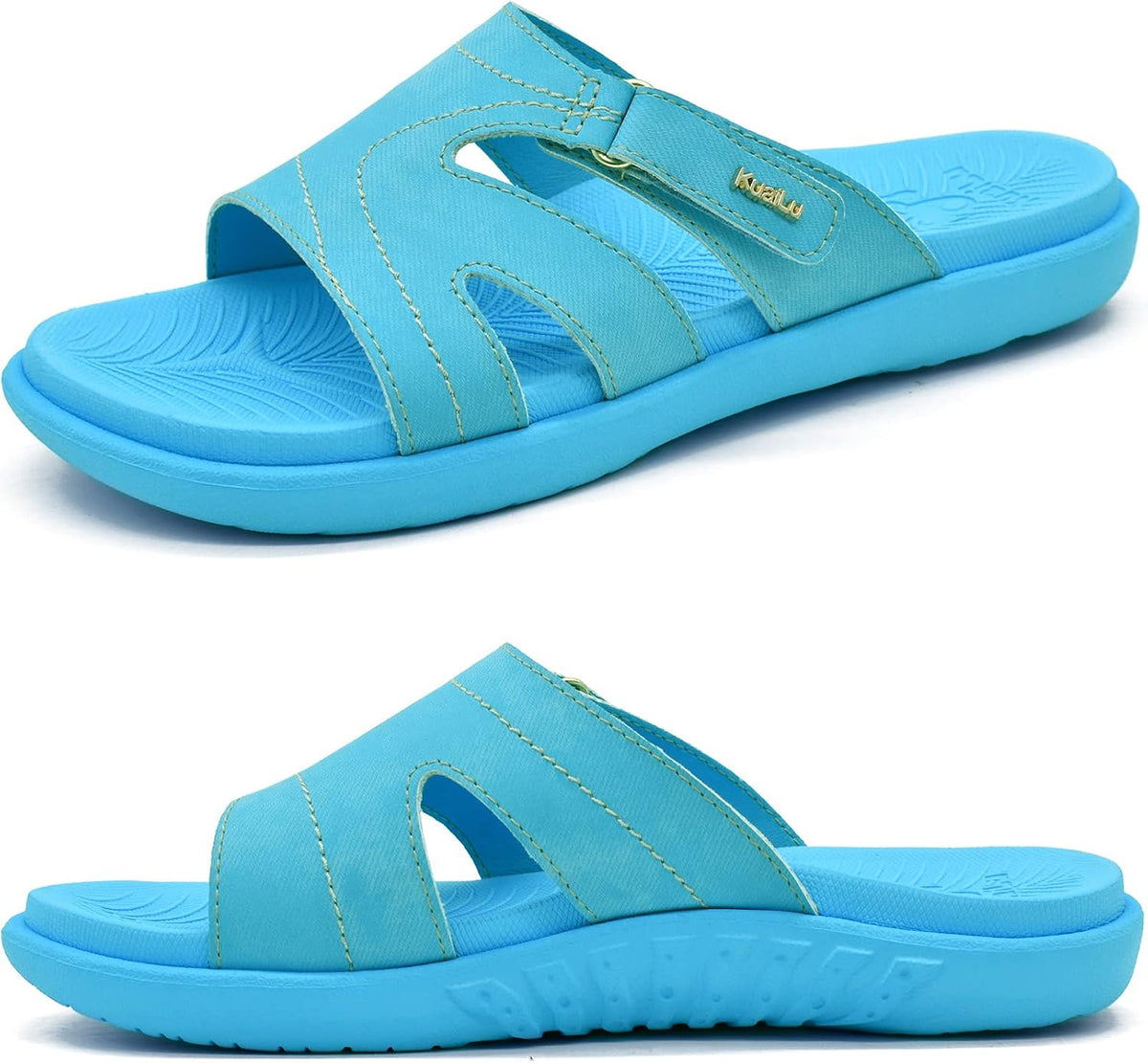 Women's Thick Cushioned Slide Sandals - Orthotic Yoga Mat Footbed with Arch Support for Walking - White