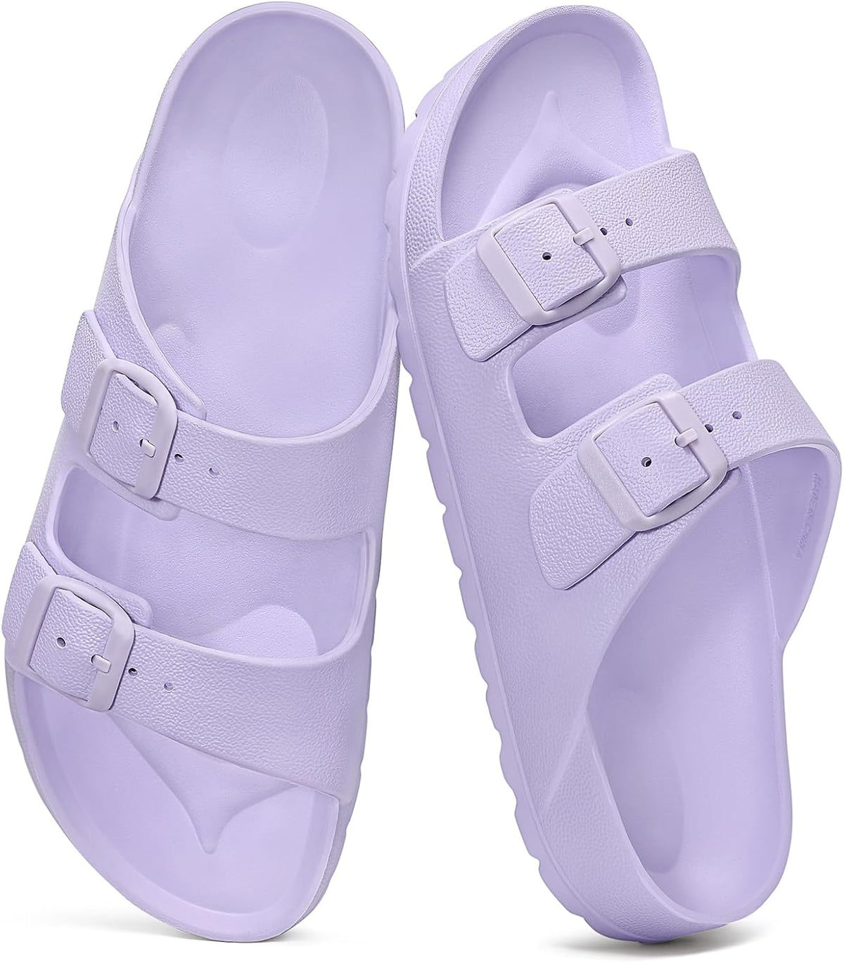 Women's EVA Beach Slide Sandals - Waterproof Double Buckle Straps with Medium Arch Support and Cushioned Sole - 7