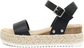 Women's Platform Espadrille Sandals - Open Toe with Ankle Strap and Jute Wrapped Sole for Summer - 10