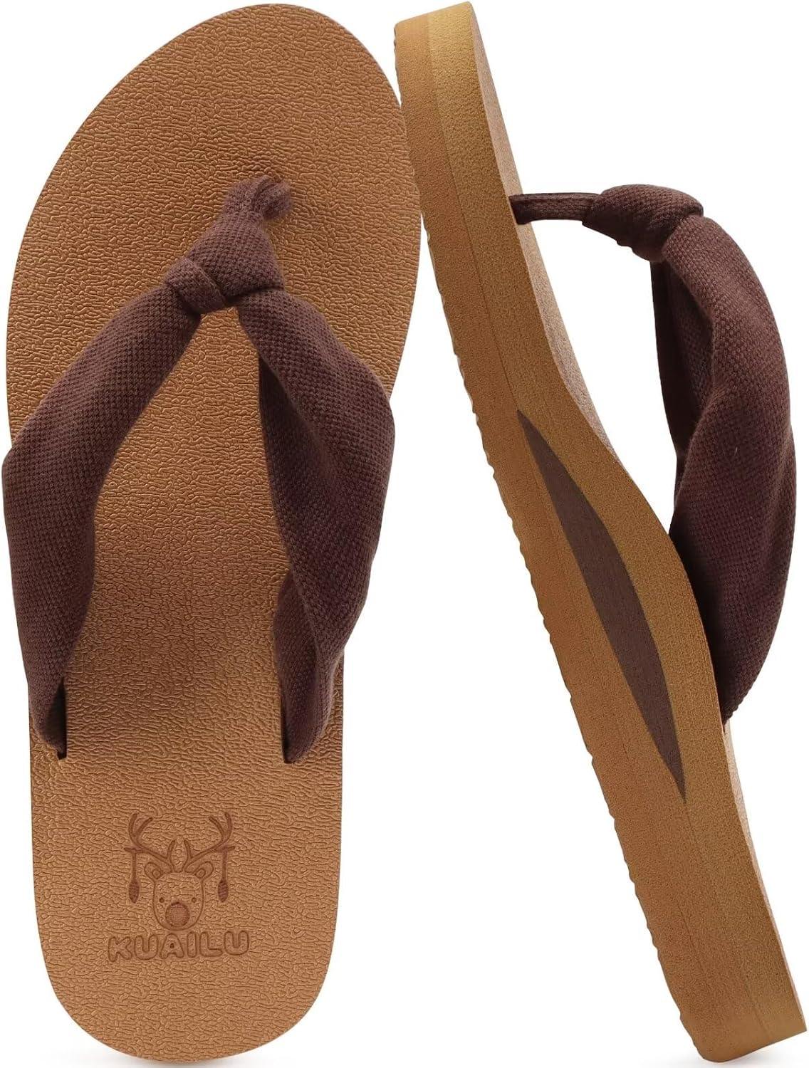 Women's Beach Thong Flip Flops - Yoga Mat Cushioned Footbed with Arch Support for Summer Walking - 7