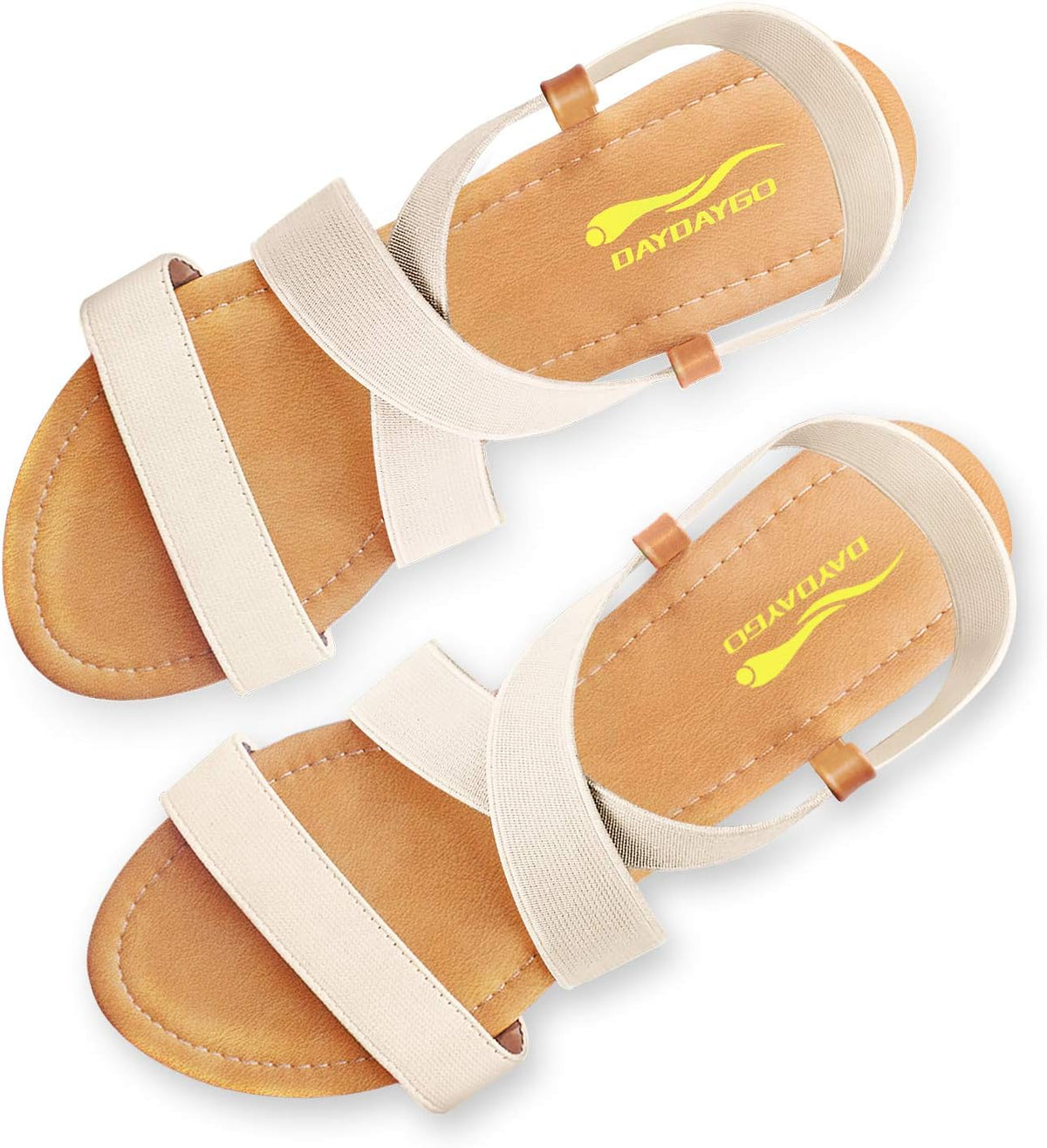Women's Elastic Strap Flat Sandals - Stretch Ankle Band with Flat Sole for Everyday Summer Wear - 6