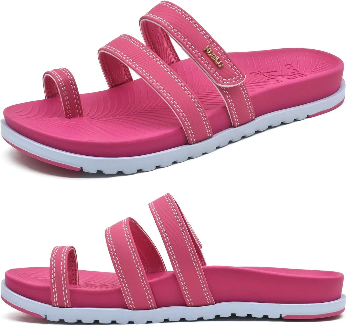 Women's Yoga Mat Cushioned Slide Sandals - Adjustable Strap with Arch Support for Plantar Fasciitis and Beach Walks - 6