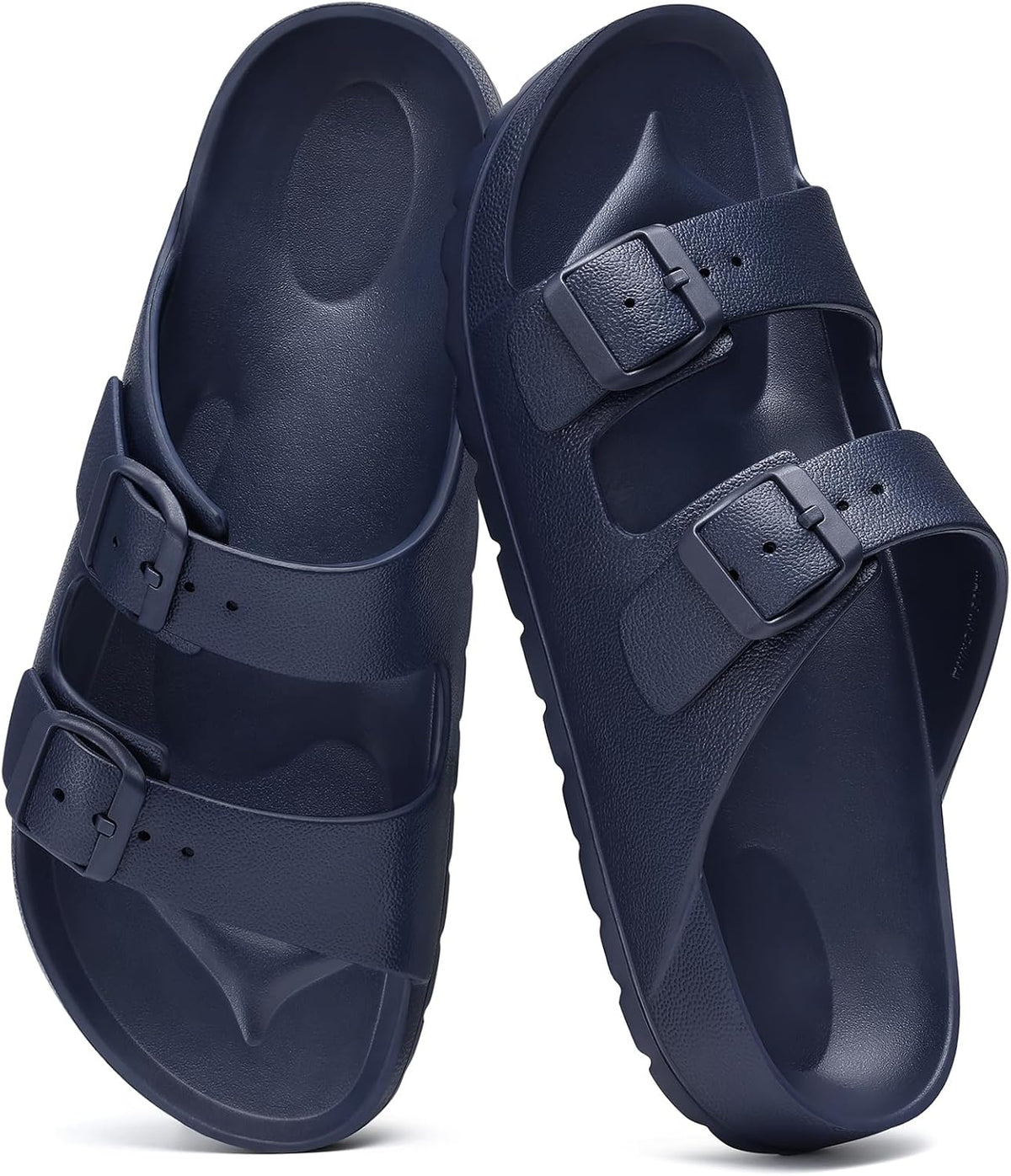 Women's EVA Beach Slide Sandals - Waterproof Double Buckle Straps with Medium Arch Support and Cushioned Sole - 6