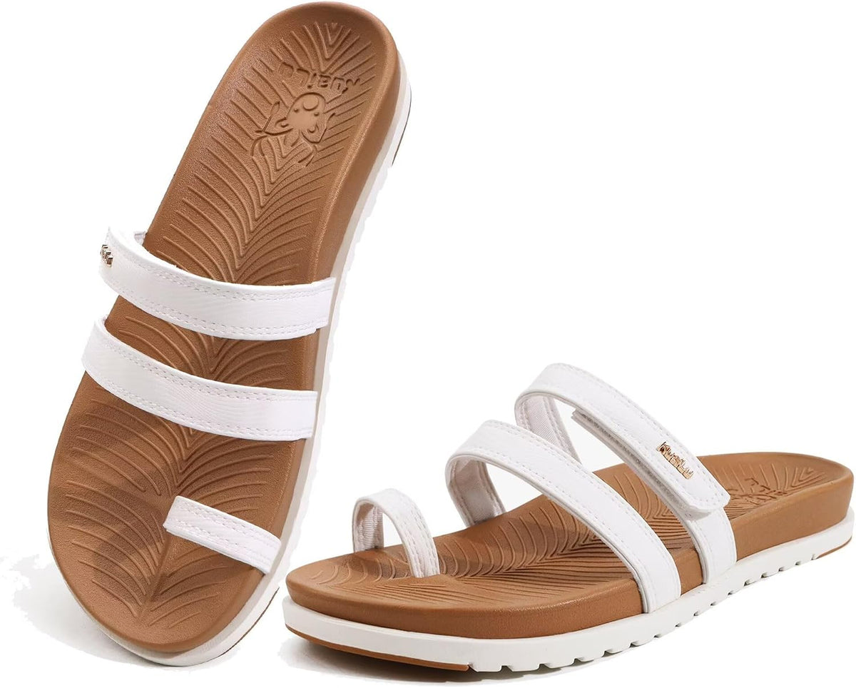 Women's Yoga Mat Cushioned Slide Sandals - Adjustable Strap with Arch Support for Plantar Fasciitis and Beach Walks - 7