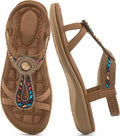 Women's Slip On Bohemian Flat Sandals - Woven Straps and Flat Sole for Dressy Summer Beach Walking - 6