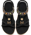 Women's Bohemian Elastic Strap Sandals - Soft Cushioned Flat Footbed for All Day Summer Walking - 6