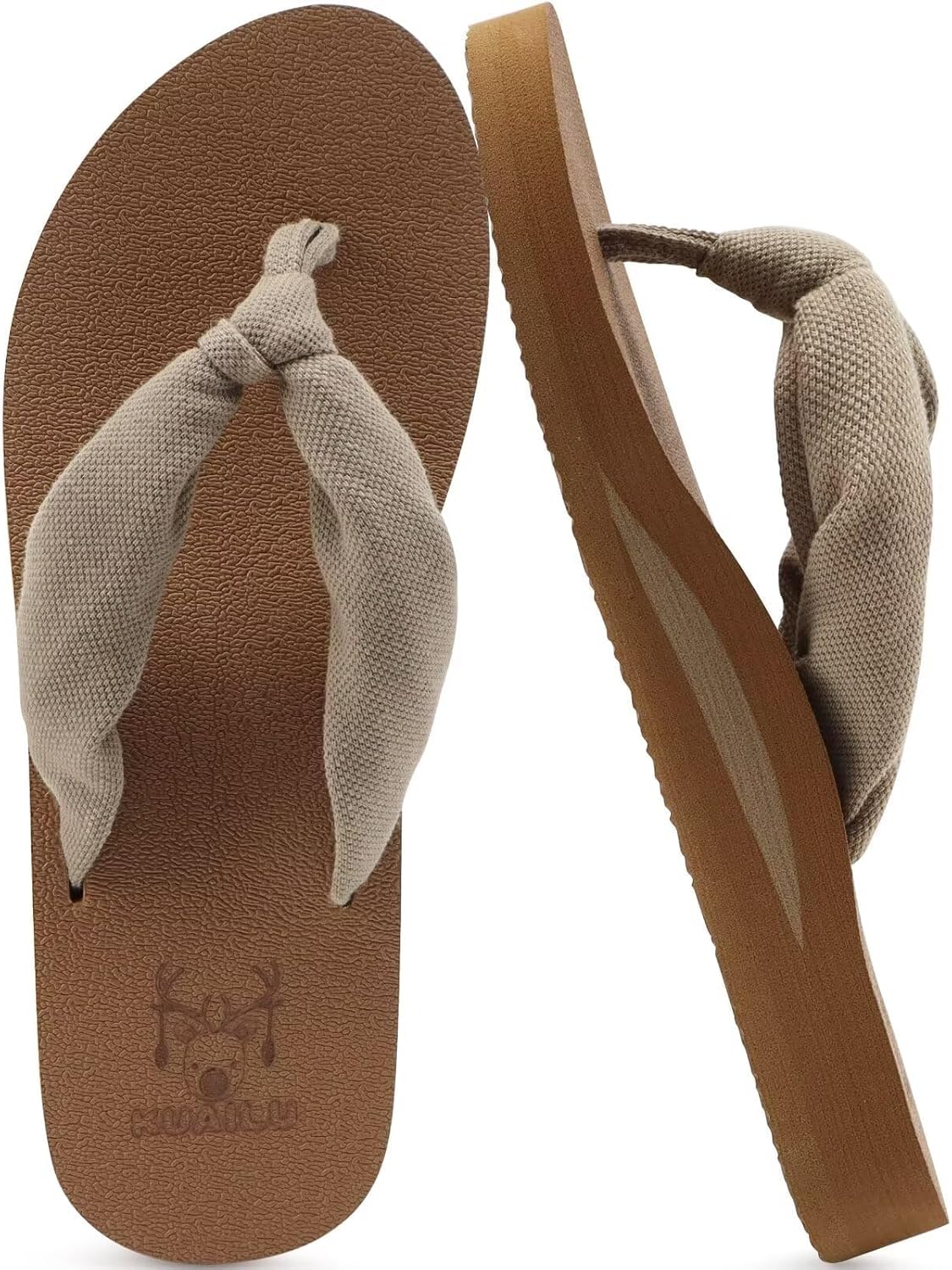 Women's Beach Thong Flip Flops - Yoga Mat Cushioned Footbed with Arch Support for Summer Walking - 6