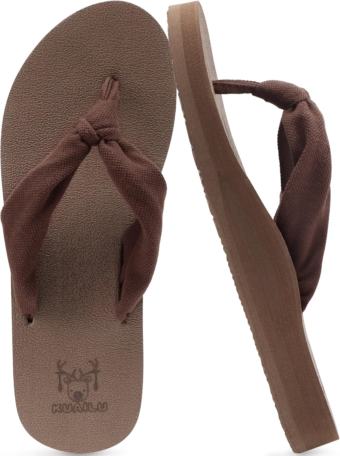 Women's Beach Thong Flip Flops - Yoga Mat Cushioned Footbed with Arch Support for Summer Walking - 8