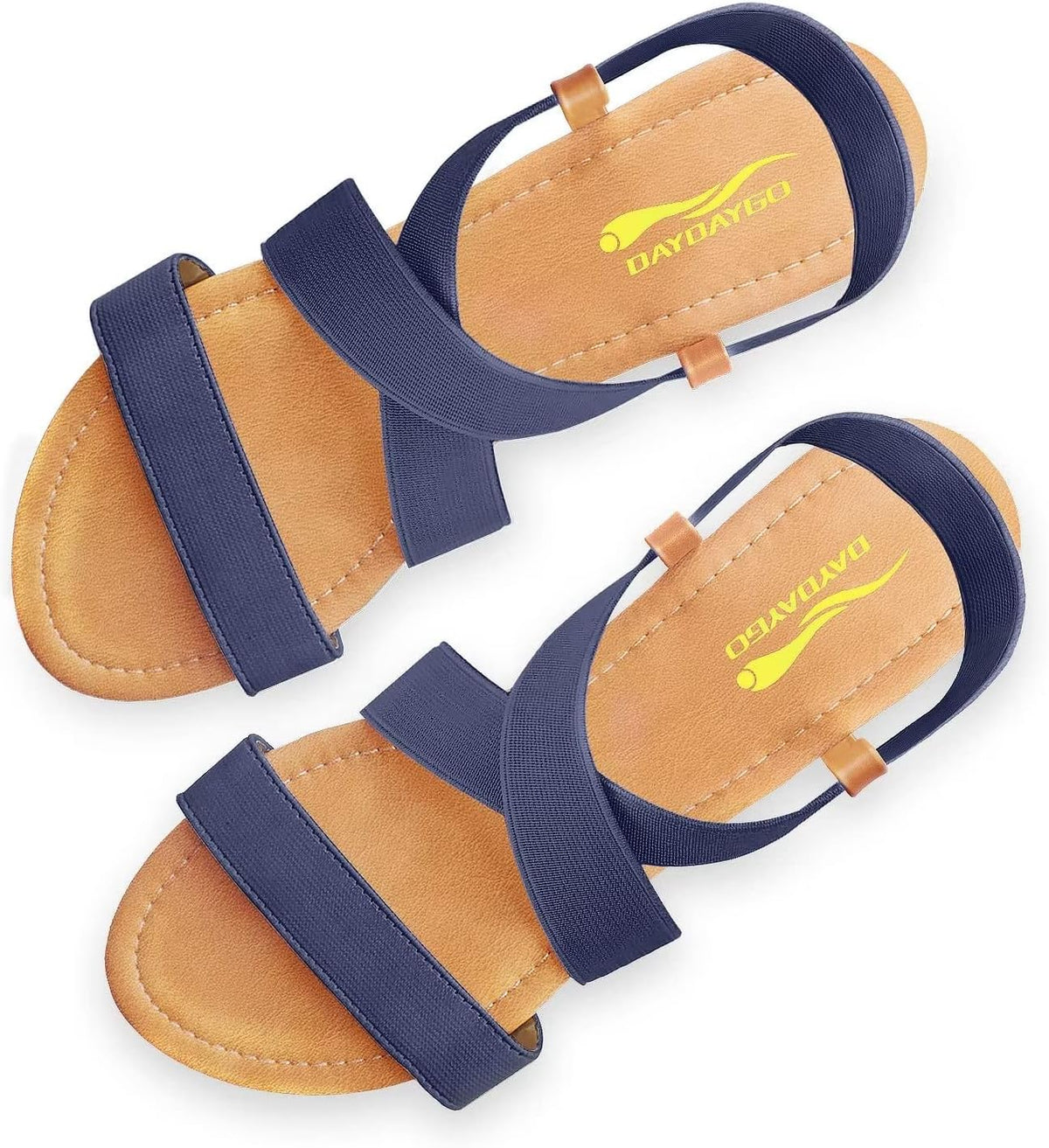 Women's Elastic Strap Flat Sandals - Stretch Ankle Band with Flat Sole for Everyday Summer Wear - 7
