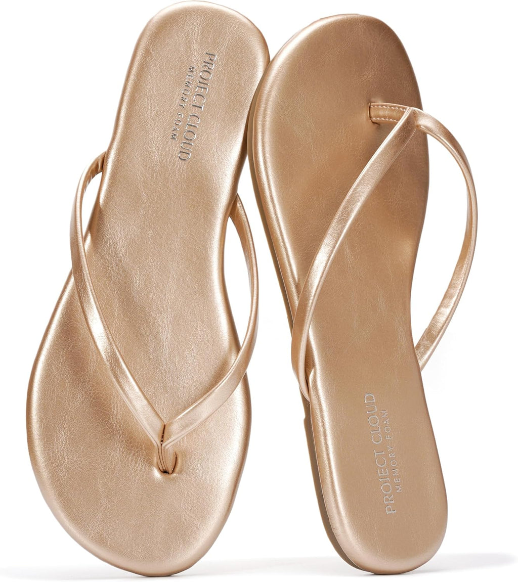 Women's Memory Foam Flip Flops - Lightweight Thong Sandals with Non Slip Sole for Everyday Beach Wear - 10