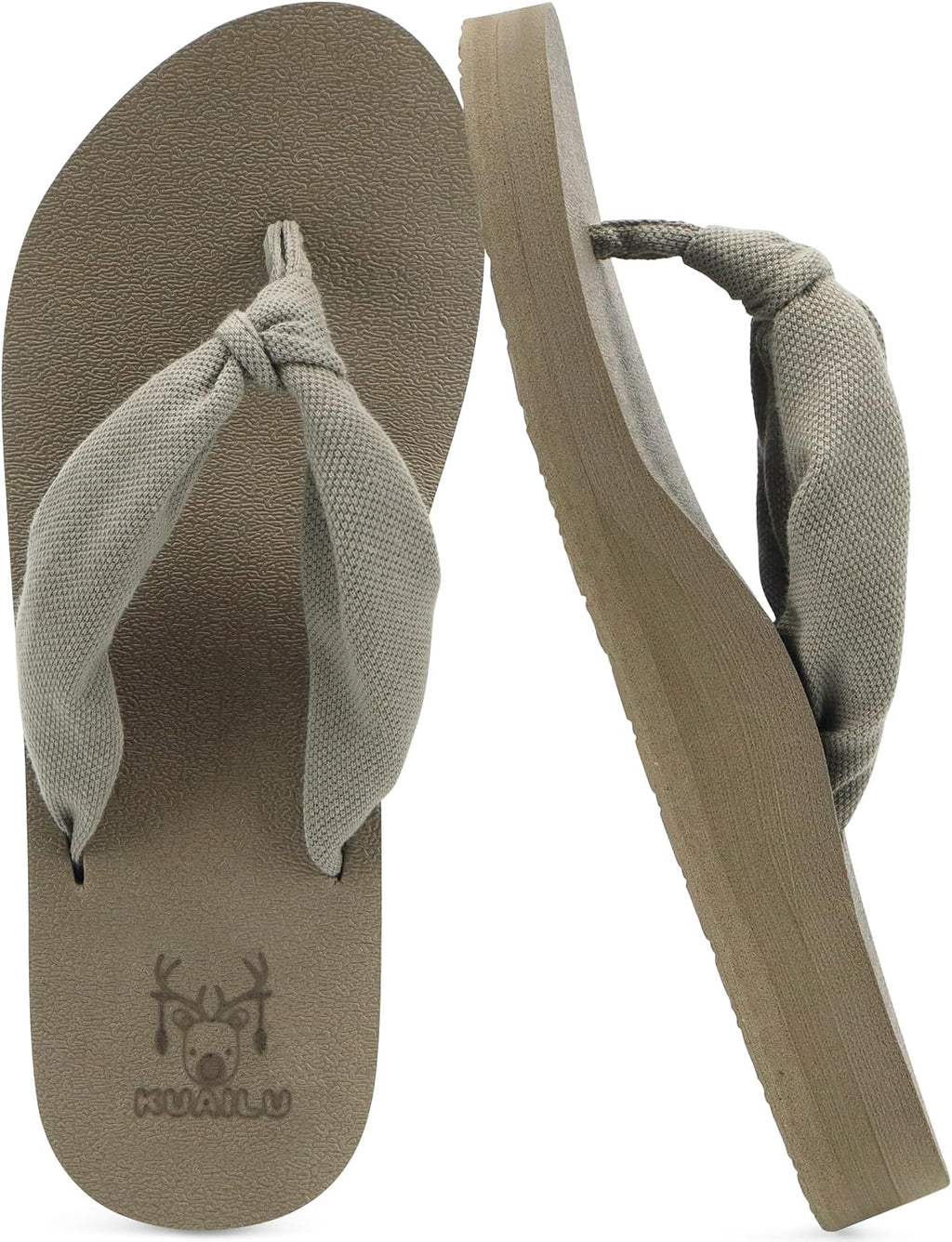 Women's Beach Thong Flip Flops - Yoga Mat Cushioned Footbed with Arch Support for Summer Walking - 7