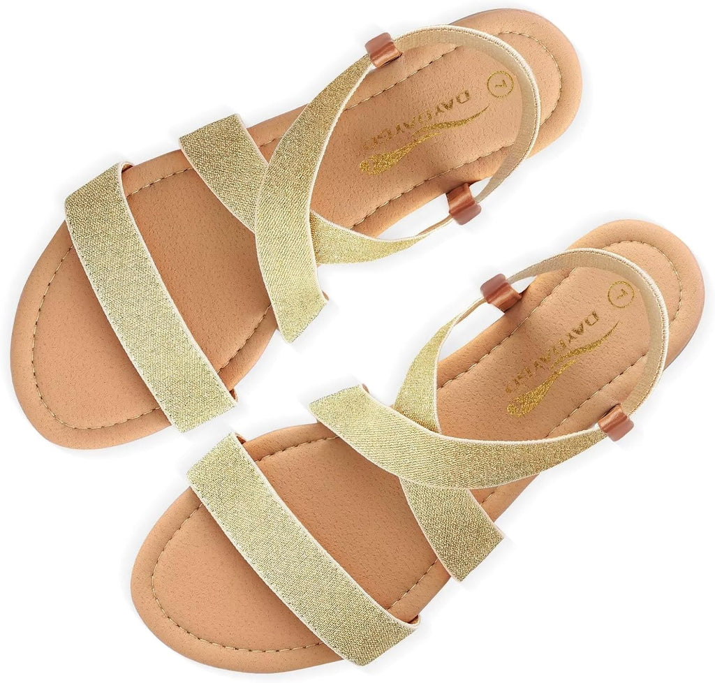 Women's Elastic Strap Flat Sandals - Stretch Ankle Band with Flat Sole for Everyday Summer Wear - 7