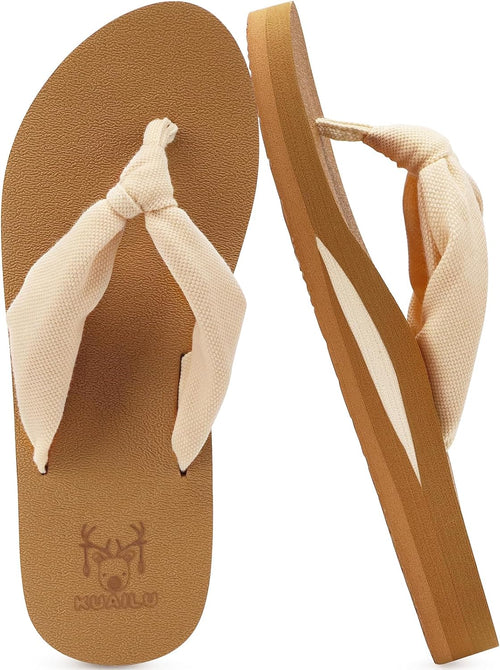Women's Beach Thong Flip Flops - Yoga Mat Cushioned Footbed with Arch Support for Summer Walking - 6