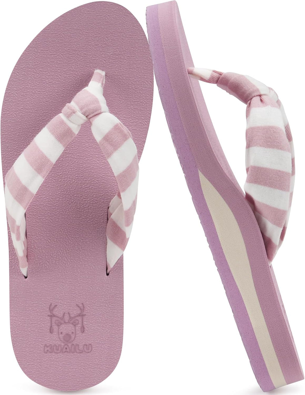 Women's Beach Thong Flip Flops - Yoga Mat Cushioned Footbed with Arch Support for Summer Walking - 8