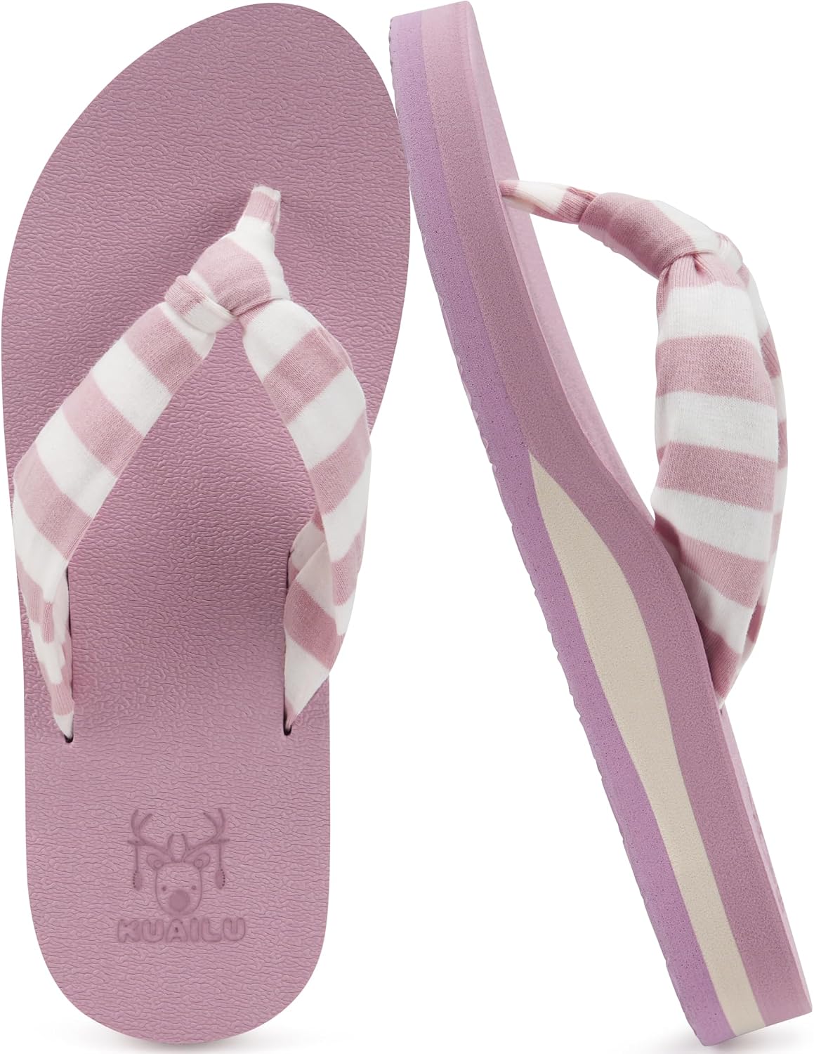 Women's Beach Thong Flip Flops - Yoga Mat Cushioned Footbed with Arch Support for Summer Walking - 8