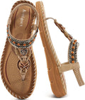 Women's Bohemian Flat Sandals - Ankle Strap and Cushioned Flat Sole for Outdoor Summer Walking - 6
